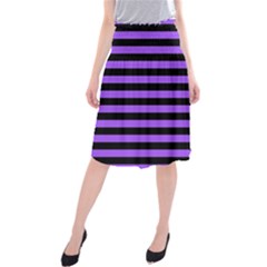 Purple Stripes Midi Beach Skirt by ArtistRoseanneJones