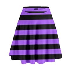Purple Stripes High Waist Skirt by ArtistRoseanneJones