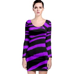 Purple Zebra Long Sleeve Bodycon Dress