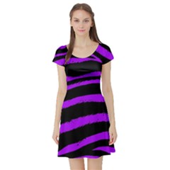 Purple Zebra Short Sleeve Skater Dress
