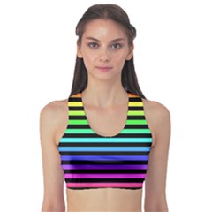 Rainbow Stripes Sports Bra by ArtistRoseanneJones