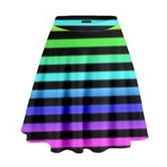Rainbow Stripes High Waist Skirt by ArtistRoseanneJones