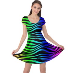 Rainbow Zebra Cap Sleeve Dresses by ArtistRoseanneJones