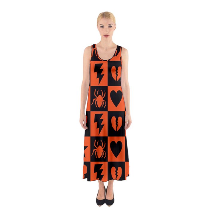 Goth Punk Checkers Sleeveless Maxi Dress