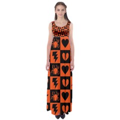 Goth Punk Checkers Empire Waist Maxi Dress