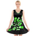 Green decorative abstraction V-Neck Sleeveless Skater Dress View1