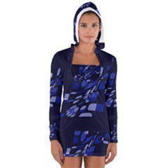Blue Abstraction Women s Long Sleeve Hooded T-shirt by Valentinaart