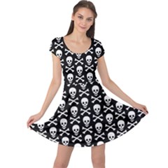 Skull And Crossbones Pattern Cap Sleeve Dresses by ArtistRoseanneJones