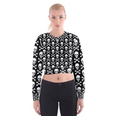 Skull And Crossbones Pattern Women s Cropped Sweatshirt by ArtistRoseanneJones