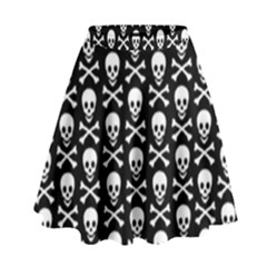 Skull And Crossbones Pattern High Waist Skirt by ArtistRoseanneJones