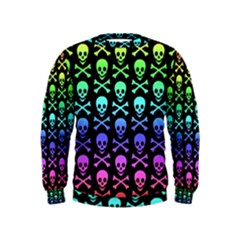 Rainbow Skull And Crossbones Pattern Kids  Sweatshirt by ArtistRoseanneJones