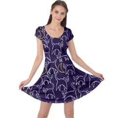 Cat And Moons For Halloween  Cap Sleeve Dresses by BubbSnugg