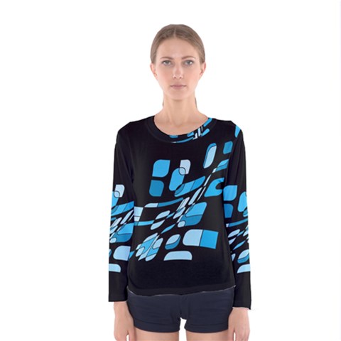 Blue Abstraction Women s Long Sleeve Tee by Valentinaart