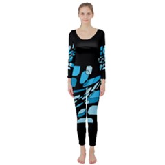 Blue Abstraction Long Sleeve Catsuit by Valentinaart