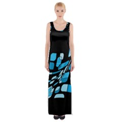 Blue Abstraction Maxi Thigh Split Dress