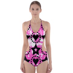 Star And Heart Pattern Cut-out One Piece Swimsuit by ArtistRoseanneJones