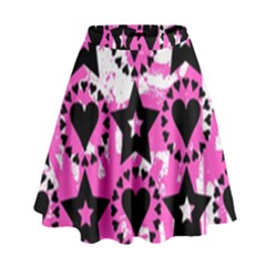 Star And Heart Pattern High Waist Skirt by ArtistRoseanneJones