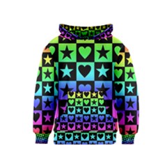 Rainbow Stars And Hearts Kids  Pullover Hoodie by ArtistRoseanneJones