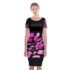 Purple Abstraction Classic Short Sleeve Midi Dress