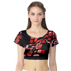 Orange Abstraction Short Sleeve Crop Top (tight Fit)