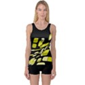 Yellow abstraction One Piece Boyleg Swimsuit View1