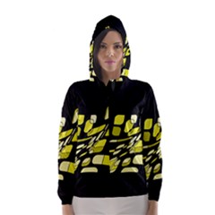 Yellow Abstraction Hooded Wind Breaker (women) by Valentinaart