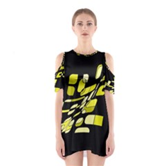 Yellow Abstraction Cutout Shoulder Dress by Valentinaart