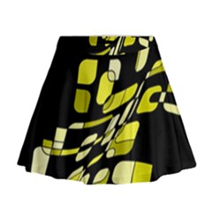 Yellow Abstraction Mini Flare Skirt by Valentinaart