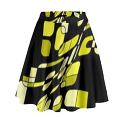 Yellow Abstraction High Waist Skirt by Valentinaart