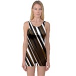 Black Brown And White Camo Streaks One Piece Boyleg Swimsuit