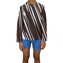 Black Brown And White Camo Streaks Kid s Long Sleeve Swimwear by TRENDYcouture