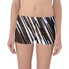 Black Brown And White Camo Streaks Reversible Boyleg Bikini Bottoms by TRENDYcouture