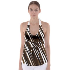 Black Brown And White Camo Streaks Babydoll Tankini Top by TRENDYcouture
