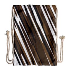 Black Brown And White Camo Streaks Drawstring Bag (large) by TRENDYcouture