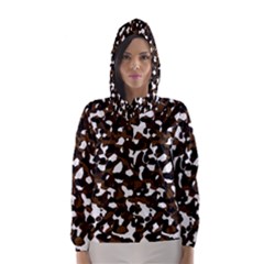Black Brown And White Camo Streaks Hooded Wind Breaker (women) by TRENDYcouture