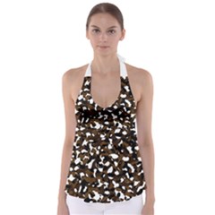 Black Brown And White Camo Streaks Babydoll Tankini Top by TRENDYcouture