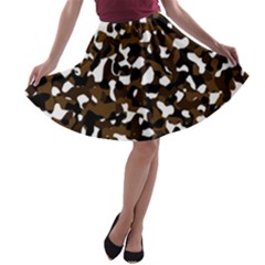 Black Brown And White Camo Streaks A-line Skater Skirt by TRENDYcouture