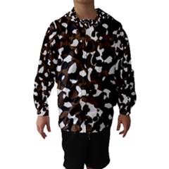 Black Brown And White Camo Streaks Hooded Wind Breaker (kids) by TRENDYcouture