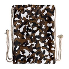 Black Brown And White Camo Streaks Drawstring Bag (large) by TRENDYcouture