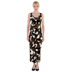 Black Brown And White Camo Streaks Fitted Maxi Dress by TRENDYcouture