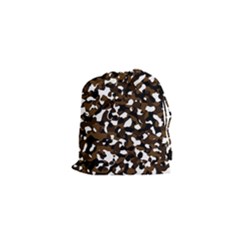 Black Brown And White Camo Streaks Drawstring Pouches (xs)  by TRENDYcouture