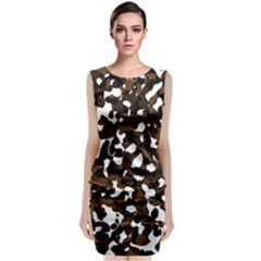 Black Brown And White Camo Streaks Classic Sleeveless Midi Dress by TRENDYcouture