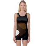 Black Brown And White Abstract 3 One Piece Boyleg Swimsuit