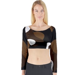 Black Brown And White Abstract 3 Long Sleeve Crop Top by TRENDYcouture