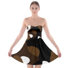 Black Brown And White Abstract 3 Strapless Dresses by TRENDYcouture