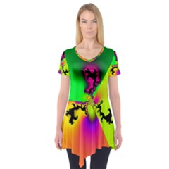 Creation Of Color Short Sleeve Tunic  by TRENDYcouture