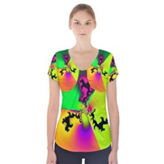 Creation Of Color Short Sleeve Front Detail Top by TRENDYcouture