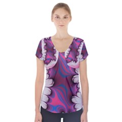 Liquid Roses Short Sleeve Front Detail Top by TRENDYcouture
