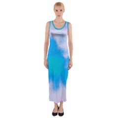 Blue And Purple Clouds Fitted Maxi Dress by TRENDYcouture