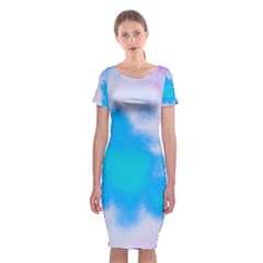 Blue And Purple Clouds Classic Short Sleeve Midi Dress by TRENDYcouture